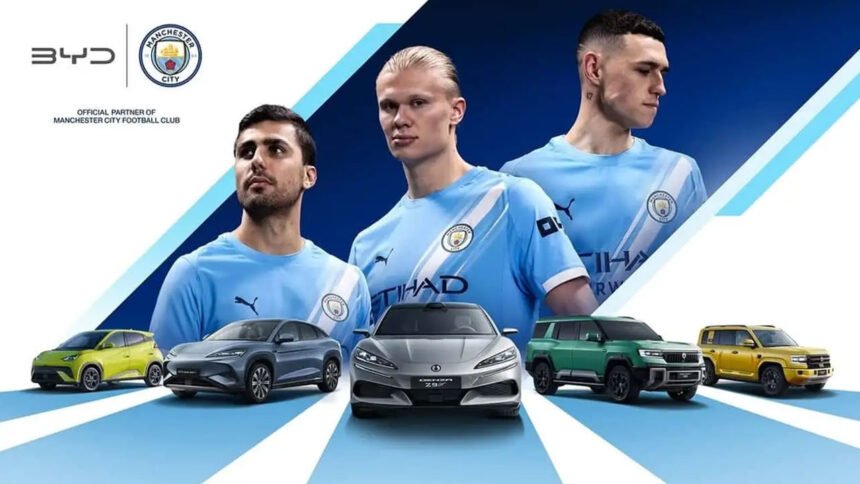 Manchester City anuncia BYD como nova patrocinadora